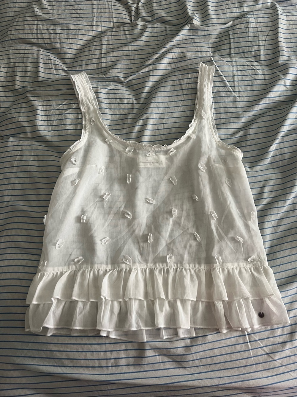 Abercrombie Fitch Ethereal Sheer Ruffle Angel Top Fairy Coquette Boho Romantic M - Picture 2 of 9